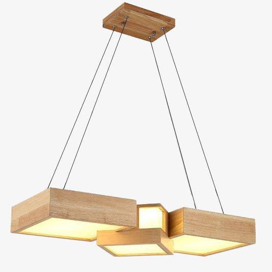 Lampadario moderno a LED dalle forme geometriche in legno Stars
