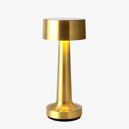 Lampada da tavolo LED di design in metallo dalle forme arrotondate