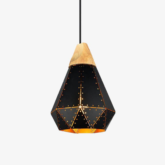 Lampadario vintage a LED in legno