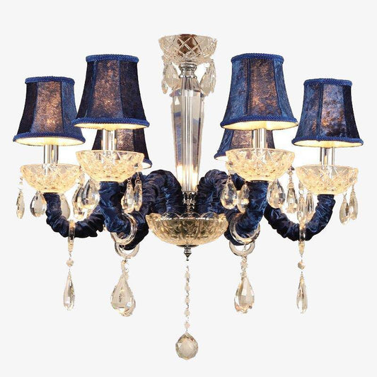 Lampadario barocco a LED con paralume in vetro cristallo e tessuto Royal