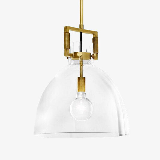 Lampadario a LED di design con paralume in vetro e metallo dorato