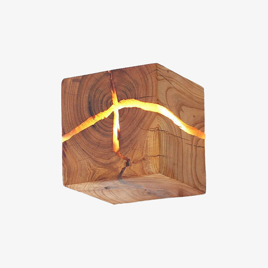 Lampada da parete scandinava a LED a forma di cubo di legno Lymena