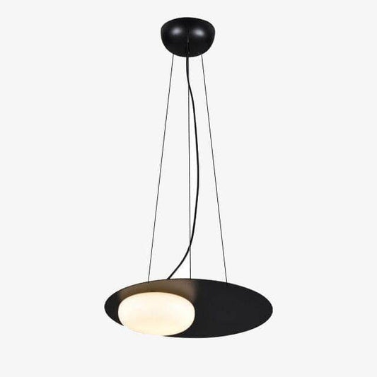 Lampada a sospensione LED di design con disco in metallo nero in stile Ruban Loft