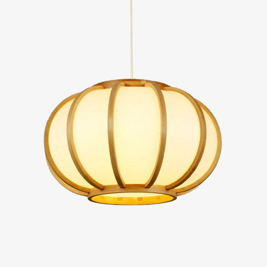 Lampada a sospensione LED di design in bambù con paralume arrotondato in stile giapponese
