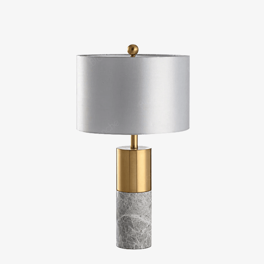 Lampada da tavolo LED di design in forma cilindrica oro e marmo