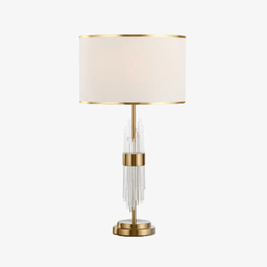 Lampada da tavolo LED di design con stelo dorato e paralume bianco Luxury