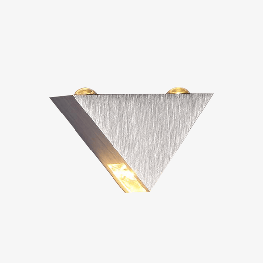 Lampada da parete a LED cromata in alluminio spazzolato a triangolo