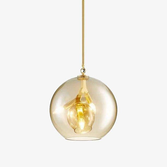 Lampada a sospensione LED di design in vetro cristallo e anelli dorati