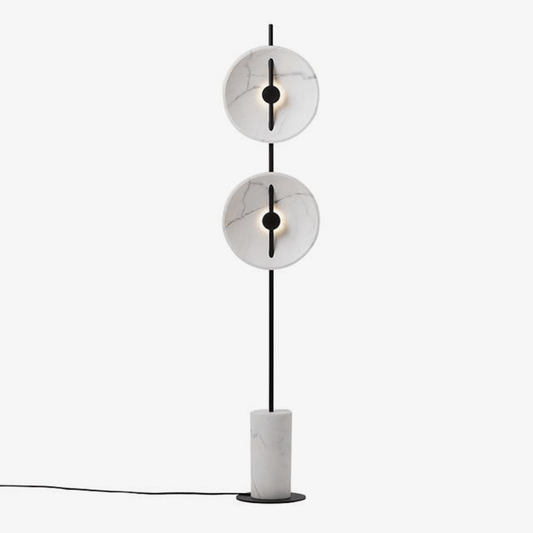 Lampada da terra LED di design con cerchi e base in marmo Tripot