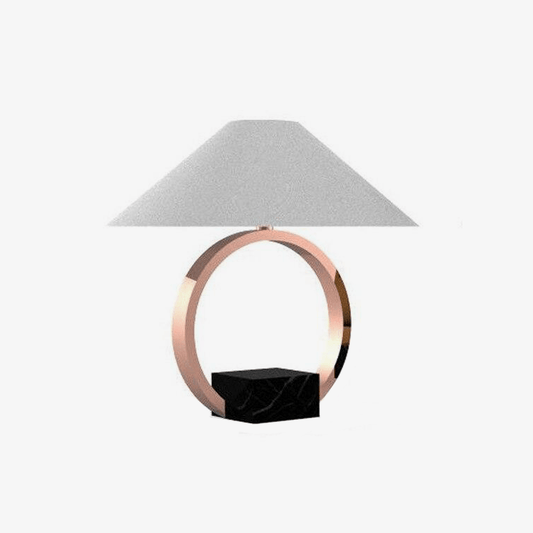 Lampada da tavolo LED di design con cerchio in metallo e paralume in vetro Luxury