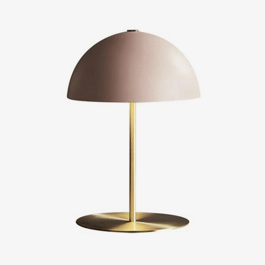 Lampada da tavolo LED di design con base dorata e paralume in stile Fungo