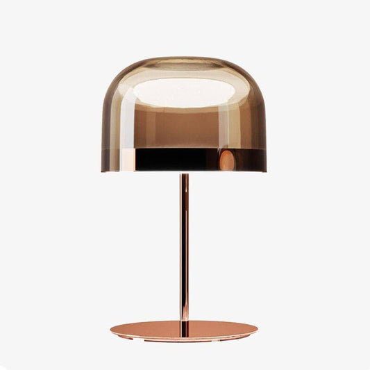 Lampada da tavolo di design a LED in metallo con paralume in vetro stile Fungo