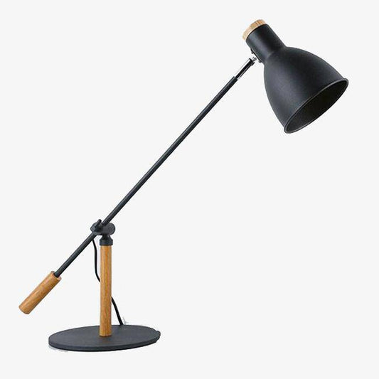 Lampada da scrivania LED orientabile in metallo e legno (nera o bianca)