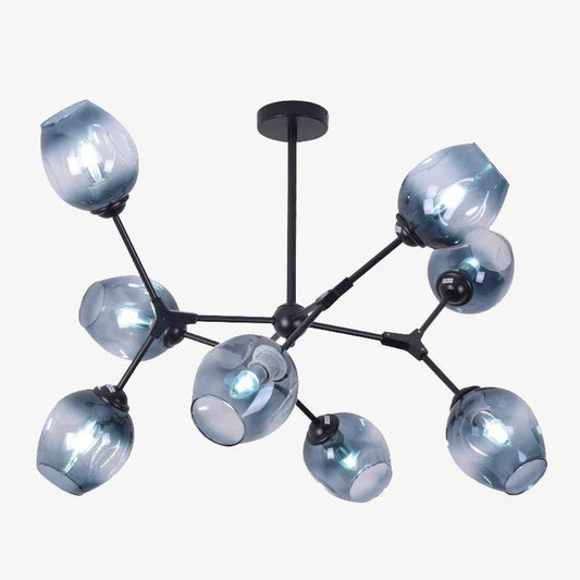 Lampadario LED di design con rami in metallo e lampade in vetro Lindsey