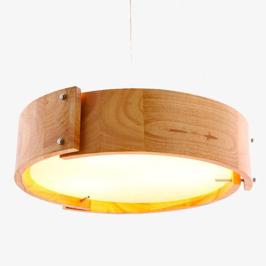 Lampadario di design in legno ad arco di cerchi