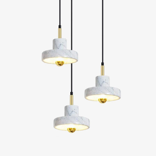 Lampadario LED di design con paralume in marmo bianco Luxia