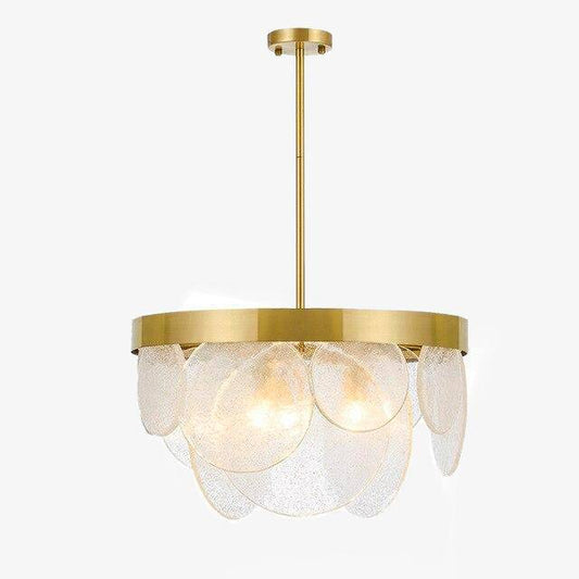 Lampadario moderno a led design oro con vetro tondo bianco Art