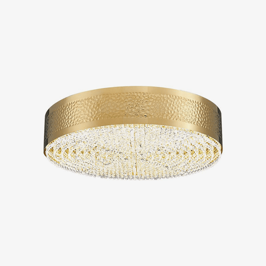 Plafoniera LED tonda di design con bordi in metallo oro