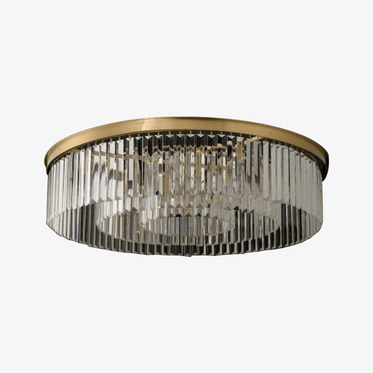 Plafoniera LED rotonda di design in vetro e cerchio dorato Luxury