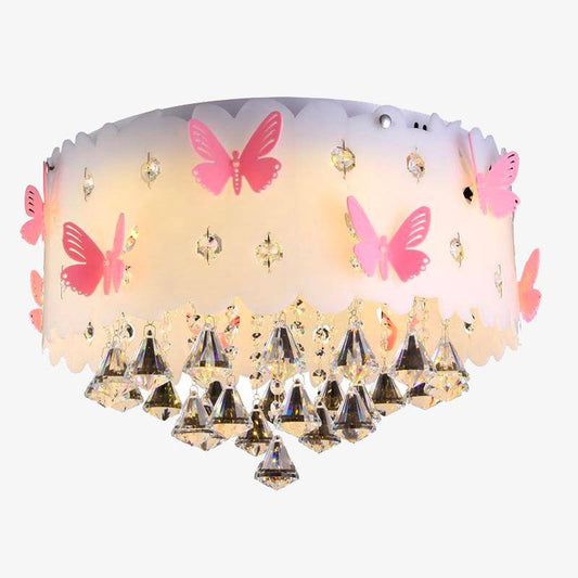 Plafoniera LED in cristallo con farfalle