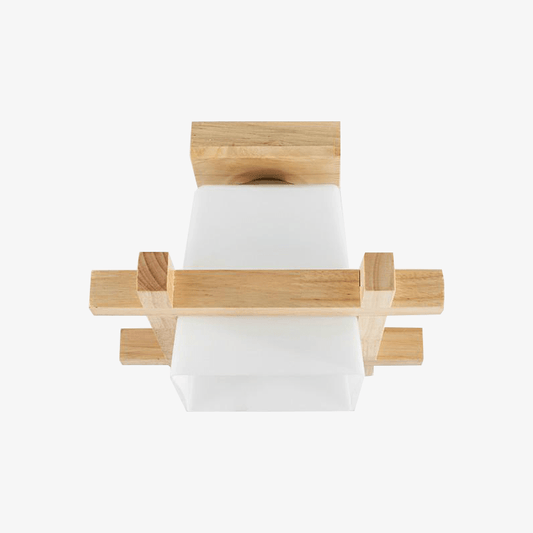 Plafoniera moderna a LED in legno e cubo in stile giapponese