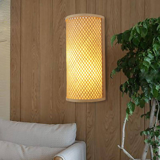 Lampada da parete in bambù in stile giapponese con LED arrotondato