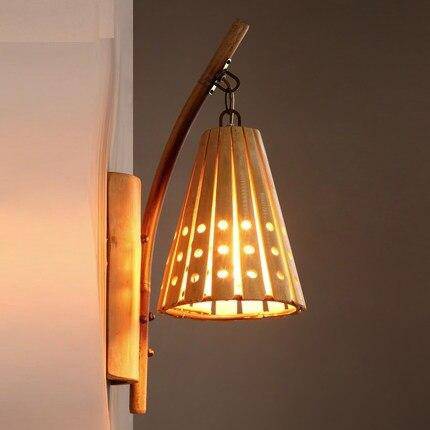 Lampada da parete a LED in bambù in stile vintage