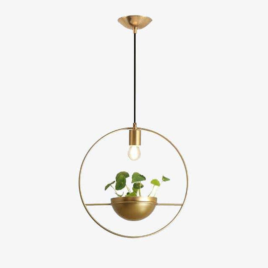 Lampadario LED di design con anello in metallo e oro e semisfera Luxury
