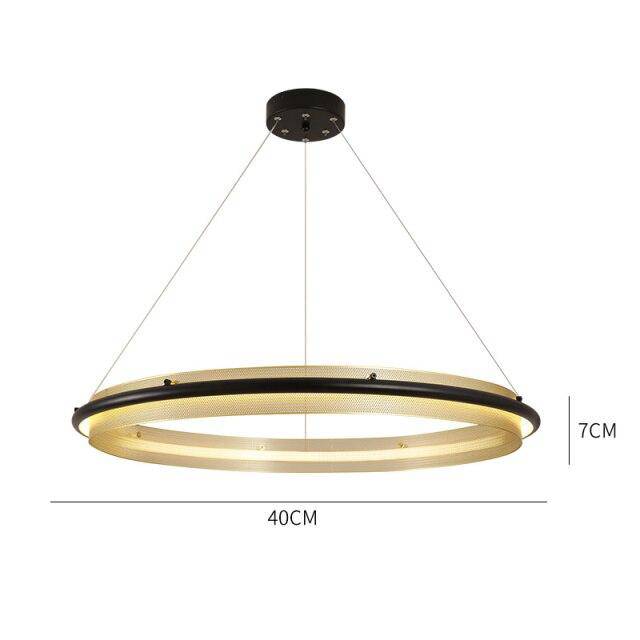 Lampadario a LED di design con lussuoso anello in metallo dorato