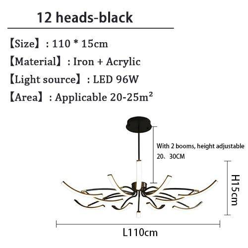 Lampadario LED di design in metallo con diverse aste Kyio