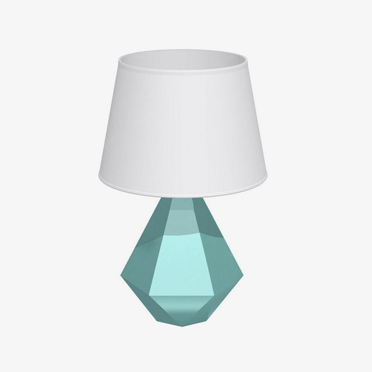 Moderna lampada da scrivania a LED a forma di cristallo e paralume bianco