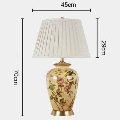 Lampada da tavolo a LED in ceramica gialla con paralume bianco in stile giapponese
