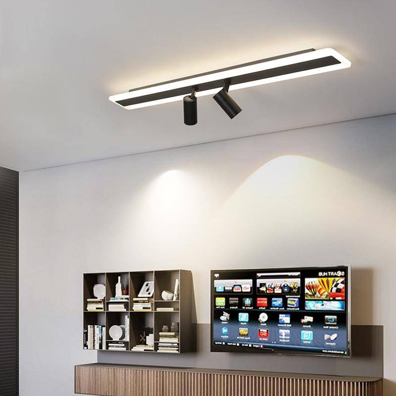Plafoniera LED dal design moderno in metallo nero con diversi punti luce