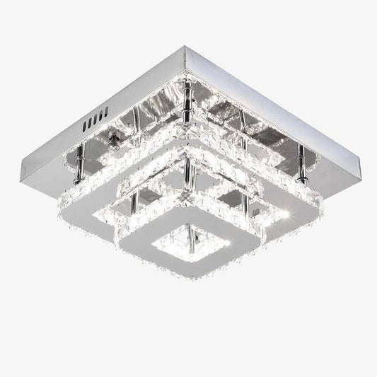 Plafoniera LED in cristallo e specchio quadrato