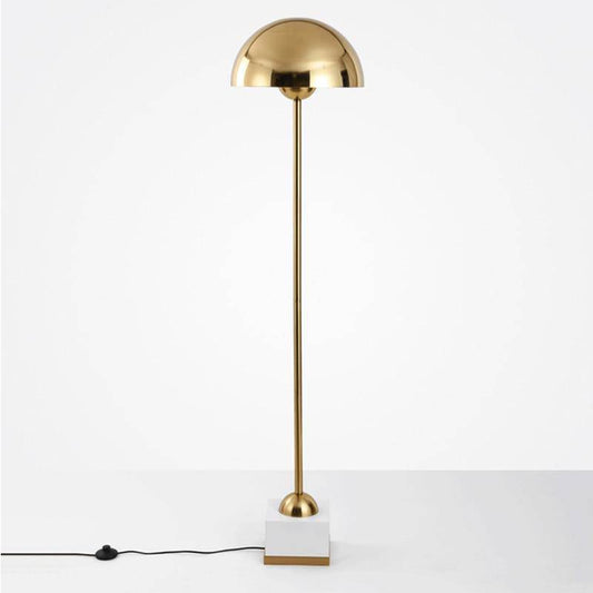 Lampada da terra LED di design in metallo dorato con paralume sferico