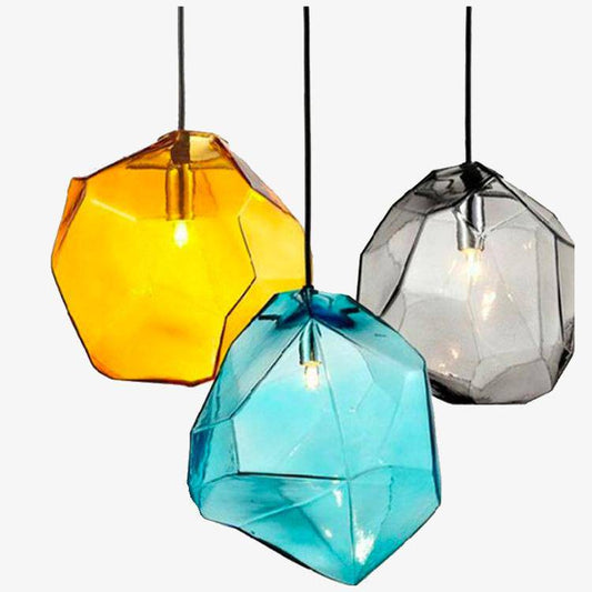 Lampada a sospensione di design in vetro geometrico colorato