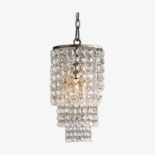 Lampada a sospensione LED di design con paralume in vetro cristallo oro o argento