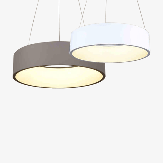 Lampada a sospensione dal design LED moderno e minimalista, a forma di cerchio (grigio o bianco)