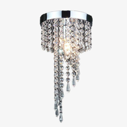Moderna lampada a sospensione a LED cromata e vetro cristallo di lusso